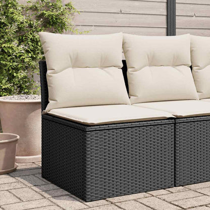 Sedia da Giardino Senza Braccioli con Cuscini Nera Polyrattan | homemem39