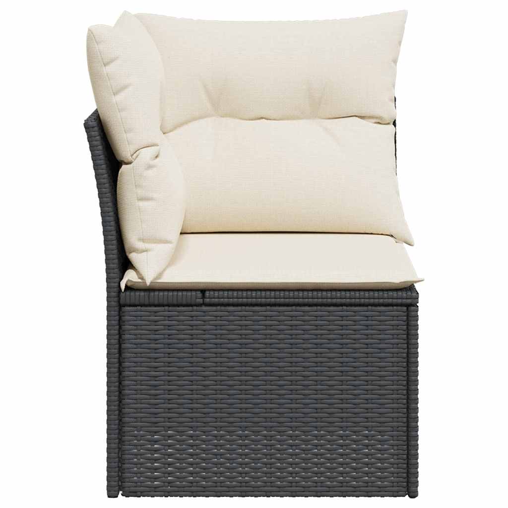 Divano Angolare da Giardino con Cuscini Nero in Polyrattan | homemem39