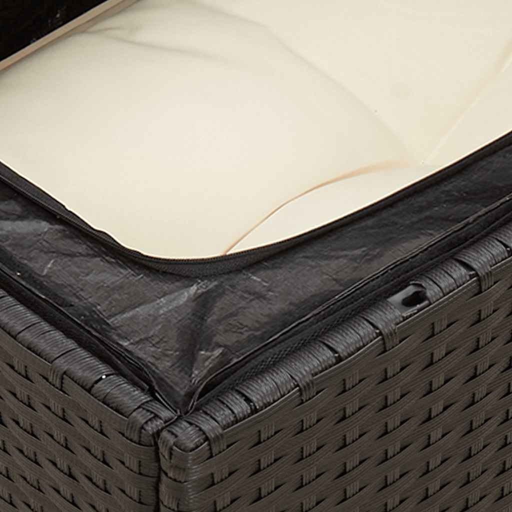 Divano Angolare da Giardino con Cuscini Nero in Polyrattan | homemem39