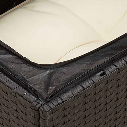 Divano da Giardino con Cuscini a 2 Posti Nero in Polyrattan | homemem39