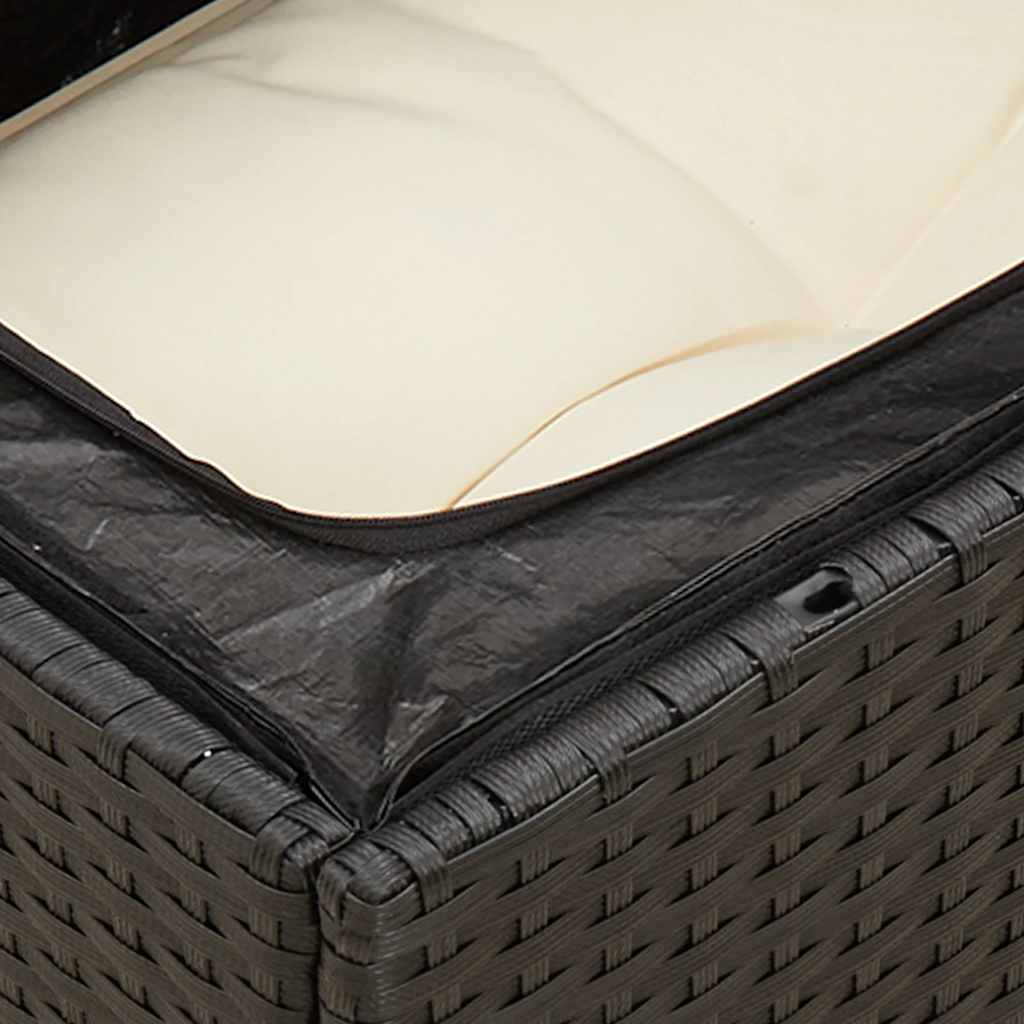 Divano da Giardino a 3 Posti con Cuscini Nero in Polyrattan | homemem39