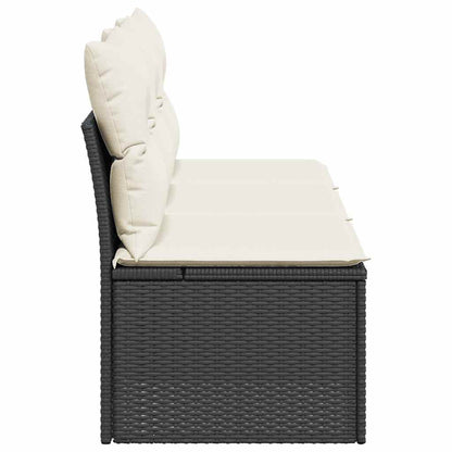 Divano da Giardino a 3 Posti con Cuscini Nero in Polyrattan | homemem39