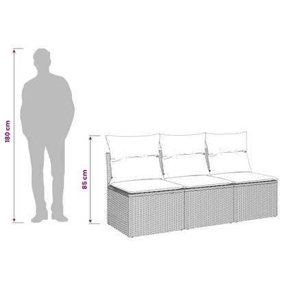 Divano da Giardino a 3 Posti con Cuscini Nero in Polyrattan | homemem39