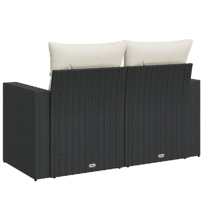 Divano da Giardino con Cuscini a 2 Posti Nero in Polyrattan | homemem39