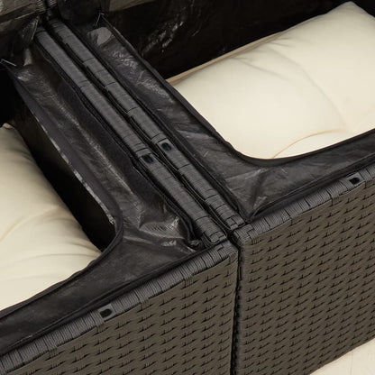 Divano da Giardino con Cuscini a 2 Posti Nero in Polyrattan - homemem39
