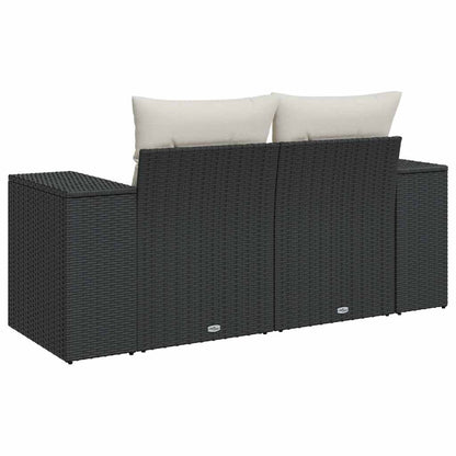 Divano da Giardino con Cuscini a 2 Posti Nero in Polyrattan | homemem39