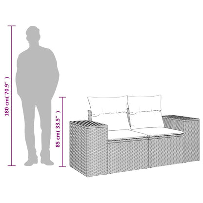 Divano da Giardino con Cuscini a 2 Posti Nero in Polyrattan | homemem39