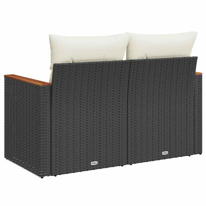 Divano da Giardino con Cuscini a 2 Posti Nero in Polyrattan | homemem39
