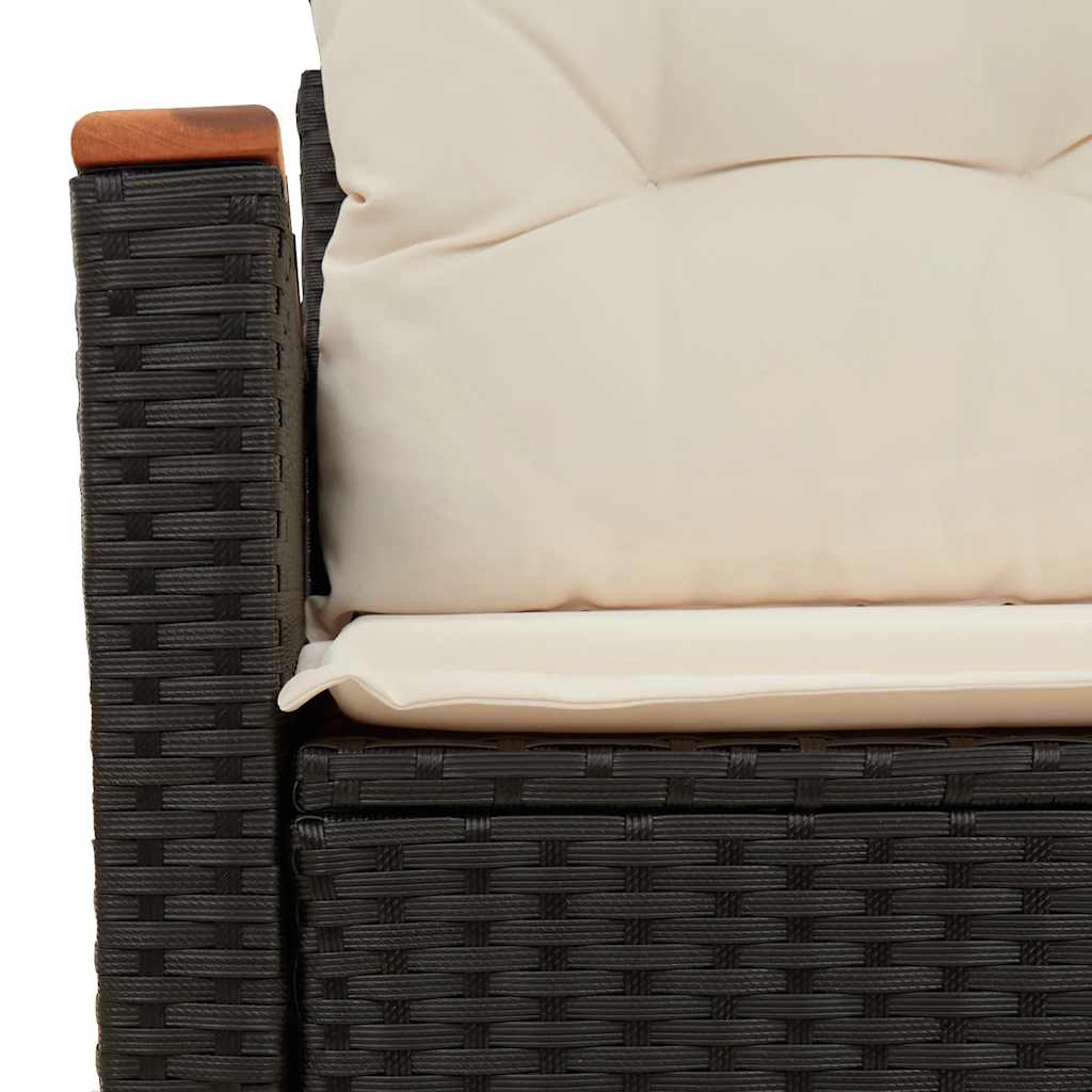 Divano da Giardino con Cuscini a 2 Posti Nero in Polyrattan | homemem39