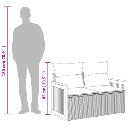 Divano da Giardino con Cuscini a 2 Posti Nero in Polyrattan | homemem39