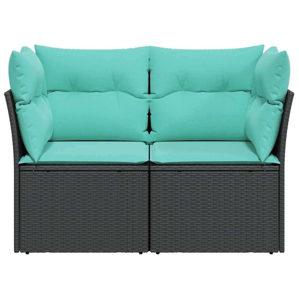 Divano da Giardino con Cuscini a 2 Posti Nero in Polyrattan | homemem39