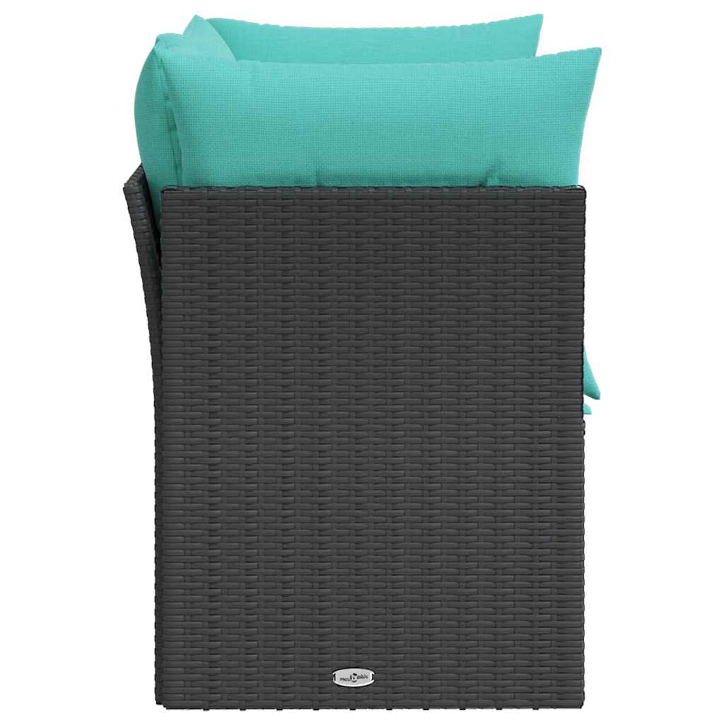 Divano da Giardino con Cuscini a 2 Posti Nero in Polyrattan | homemem39