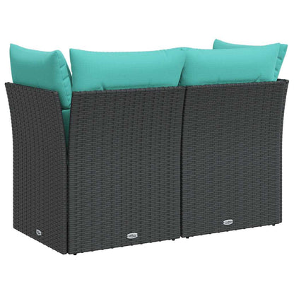 Divano da Giardino con Cuscini a 2 Posti Nero in Polyrattan | homemem39