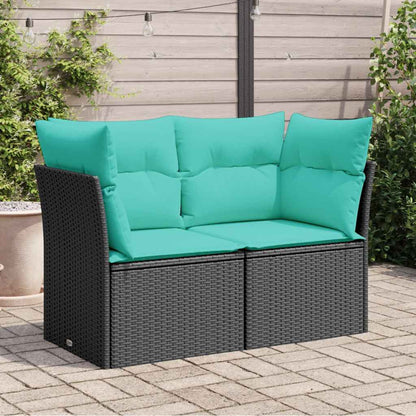 Divano da Giardino con Cuscini a 2 Posti Nero in Polyrattan | homemem39