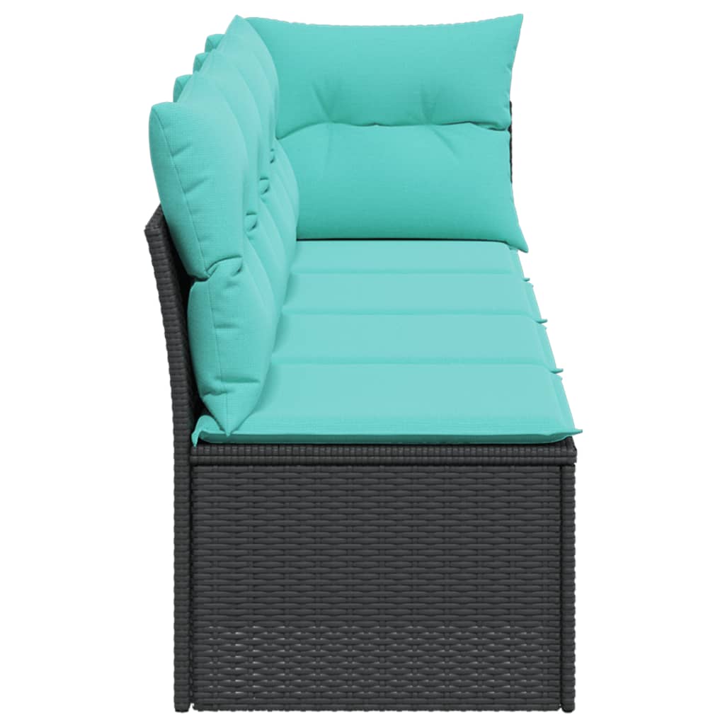 Divano da Giardino con Cuscini a 4 Posti Nero in Polyrattan | homemem39