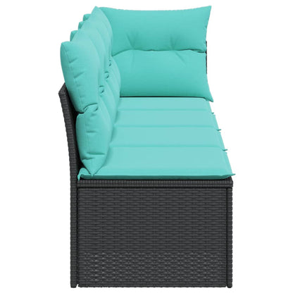 Divano da Giardino con Cuscini a 4 Posti Nero in Polyrattan | homemem39
