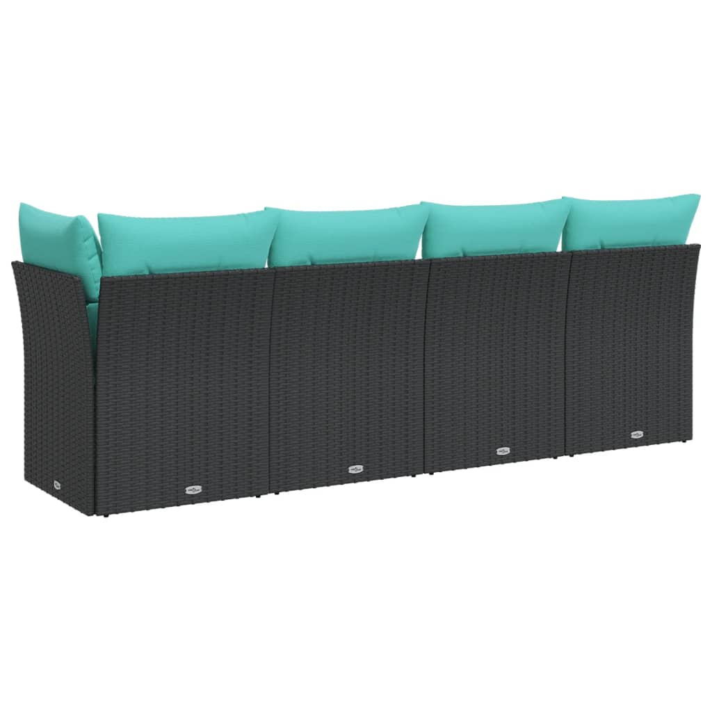 Divano da Giardino con Cuscini a 4 Posti Nero in Polyrattan | homemem39