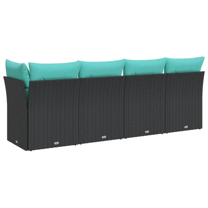 Divano da Giardino con Cuscini a 4 Posti Nero in Polyrattan | homemem39