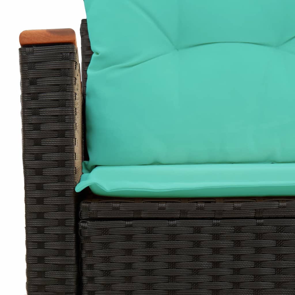 Divano da giardino con cuscini 2 posti nero in polyrattan | homemem39