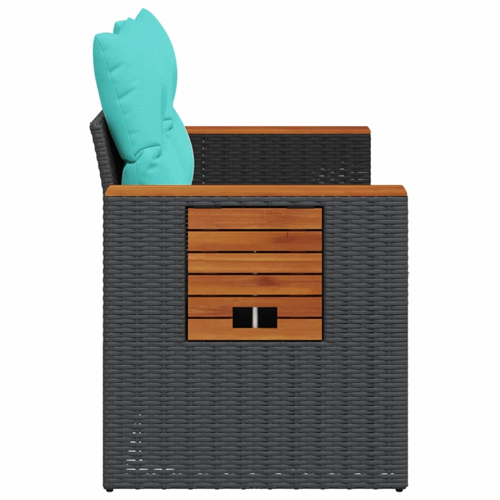 Divano da giardino con cuscini 2 posti nero in polyrattan | homemem39