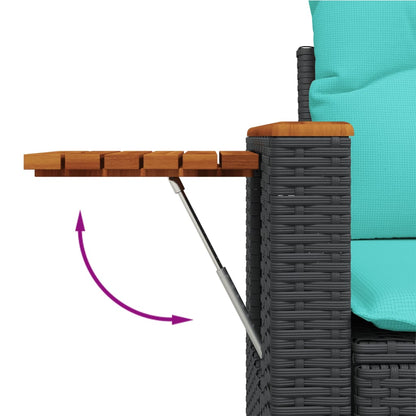 Divano da giardino con cuscini 2 posti nero in polyrattan | homemem39