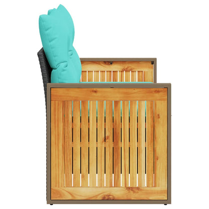 Divano da giardino con cuscini 2 posti nero in polyrattan | homemem39