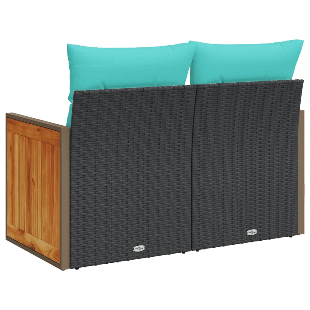 Divano da giardino con cuscini 2 posti nero in polyrattan | homemem39