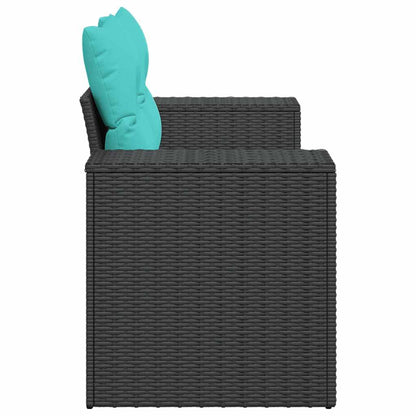 Divano da Giardino con Cuscini a 2 Posti Nero in Polyrattan | homemem39