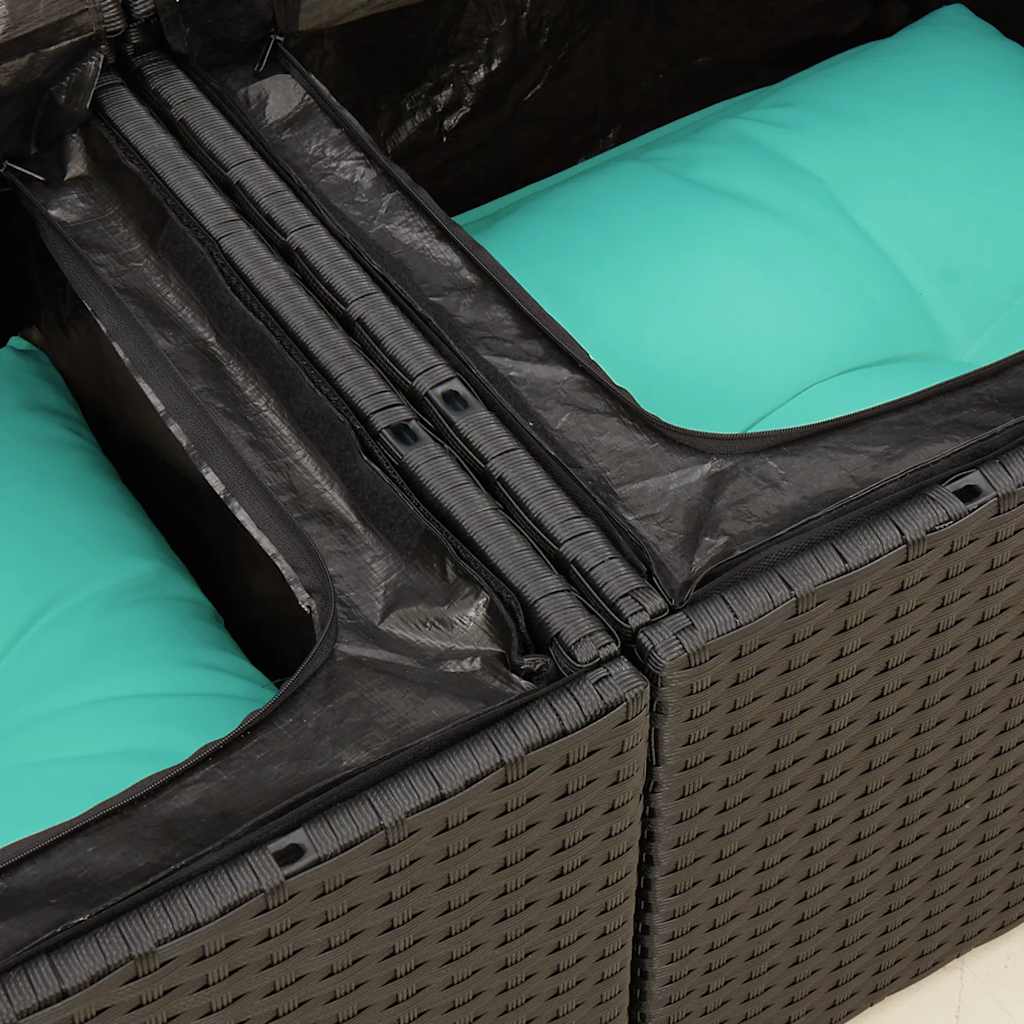 Divano da Giardino con Cuscini a 2 Posti Nero in Polyrattan | homemem39