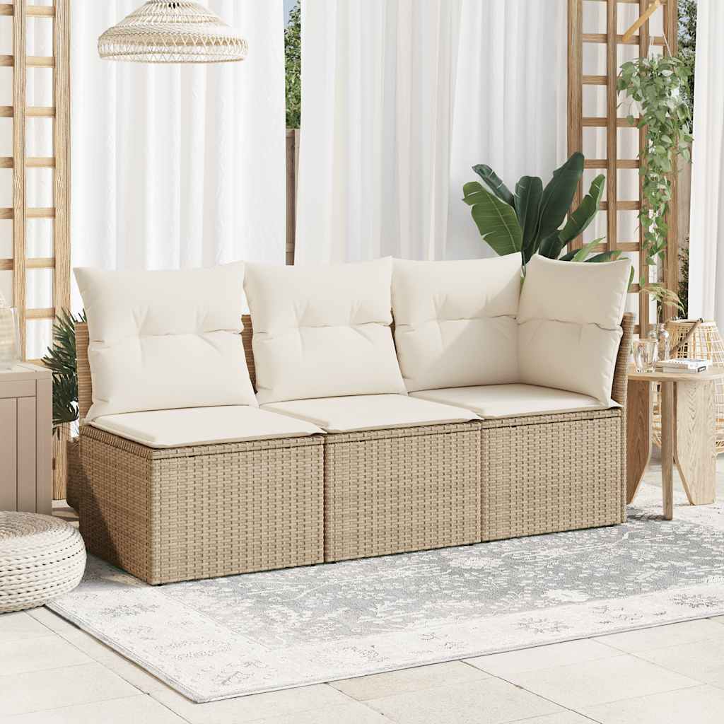 Divano Angolare da Giardino con Cuscini Beige in Polyrattan | homemem39