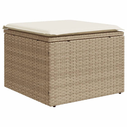 Sgabello Giardino con Cuscino Beige 55x55x37 cm in Polyrattan