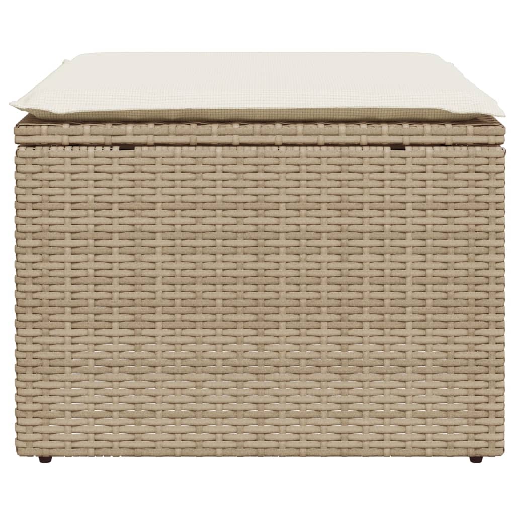 Sgabello Giardino con Cuscino Beige 55x55x37 cm in Polyrattan