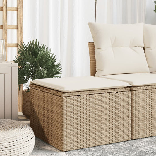 Sgabello Giardino con Cuscino Beige 55x55x37 cm in Polyrattan