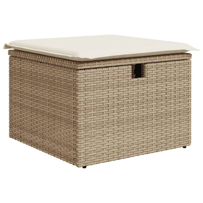 Sgabello Giardino con Cuscino Beige 55x55x37 cm in Polyrattan