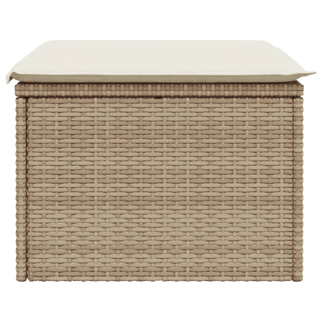 Sgabello Giardino con Cuscino Beige 55x55x37 cm in Polyrattan