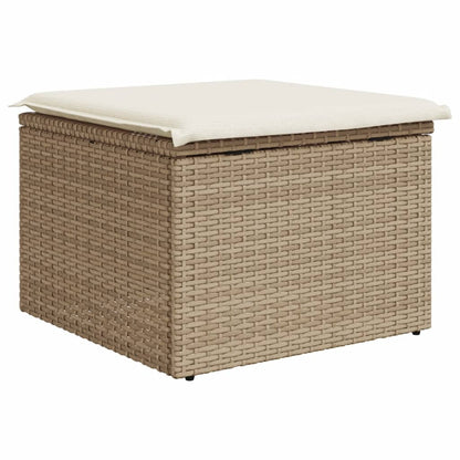 Sgabello Giardino con Cuscino Beige 55x55x37 cm in Polyrattan