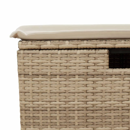 Sgabello Giardino con Cuscino Beige 55x55x37 cm in Polyrattan