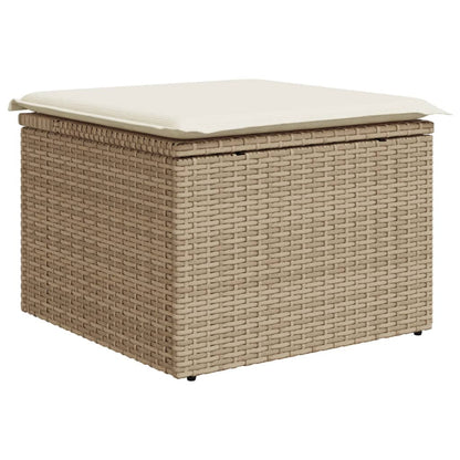 Sgabello Giardino con Cuscino Beige 55x55x37 cm in Polyrattan