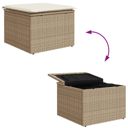 Sgabello Giardino con Cuscino Beige 55x55x37 cm in Polyrattan