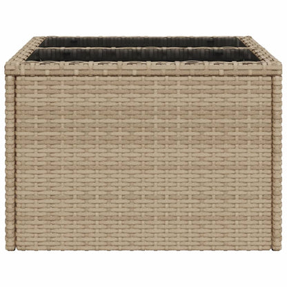 Tavolo da Giardino Piano in Vetro Beige 55x55x37 cm Polyrattan