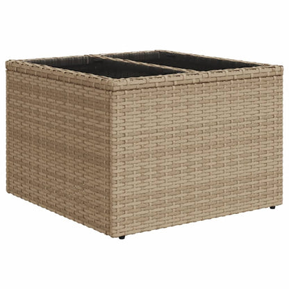 Tavolo da Giardino Piano in Vetro Beige 55x55x37 cm Polyrattan