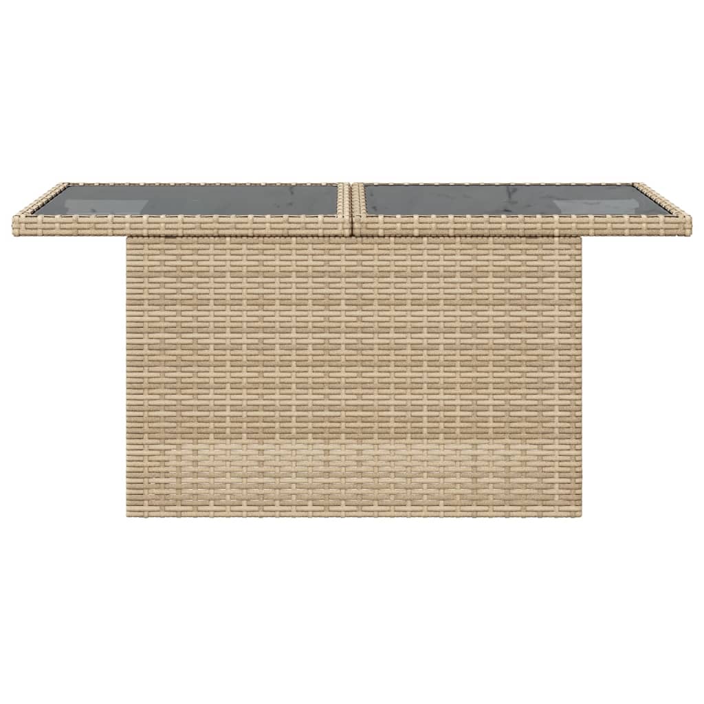 Tavolo da Giardino Piano in Vetro Beige 100x55x73 cm Polyrattan | homemem39