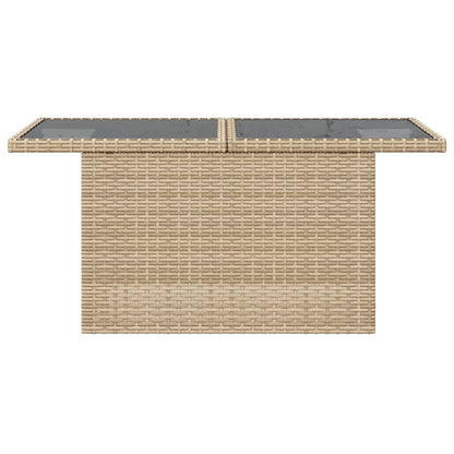 Tavolo da Giardino Piano in Vetro Beige 100x55x73 cm Polyrattan | homemem39