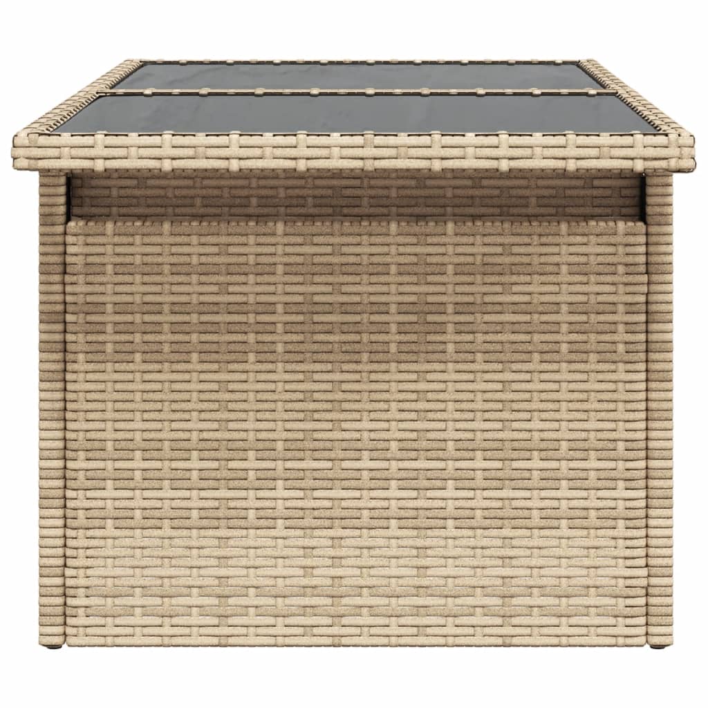 Tavolo da Giardino Piano in Vetro Beige 100x55x73 cm Polyrattan | homemem39