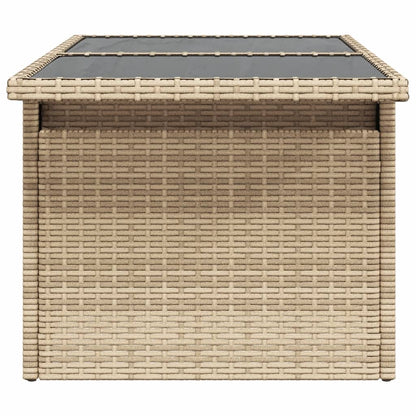 Tavolo da Giardino Piano in Vetro Beige 100x55x73 cm Polyrattan | homemem39