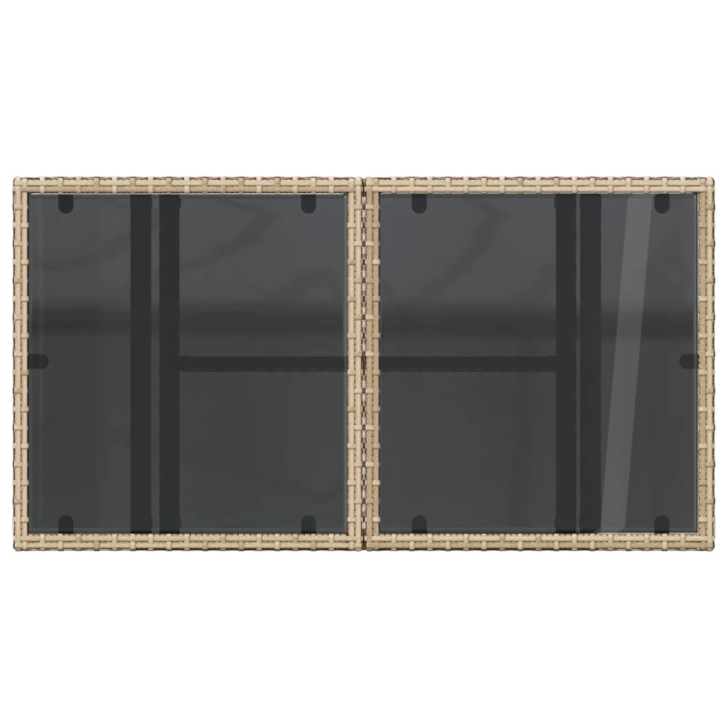 Tavolo da Giardino Piano in Vetro Beige 100x55x73 cm Polyrattan | homemem39
