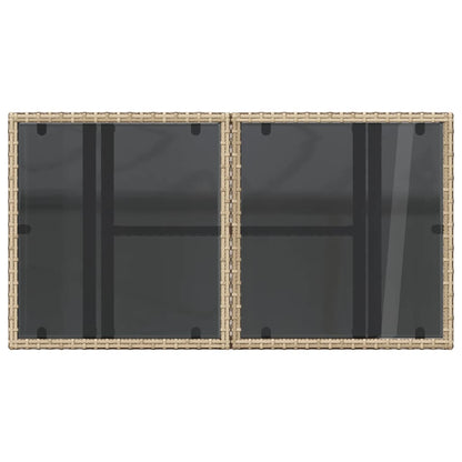 Tavolo da Giardino Piano in Vetro Beige 100x55x73 cm Polyrattan | homemem39