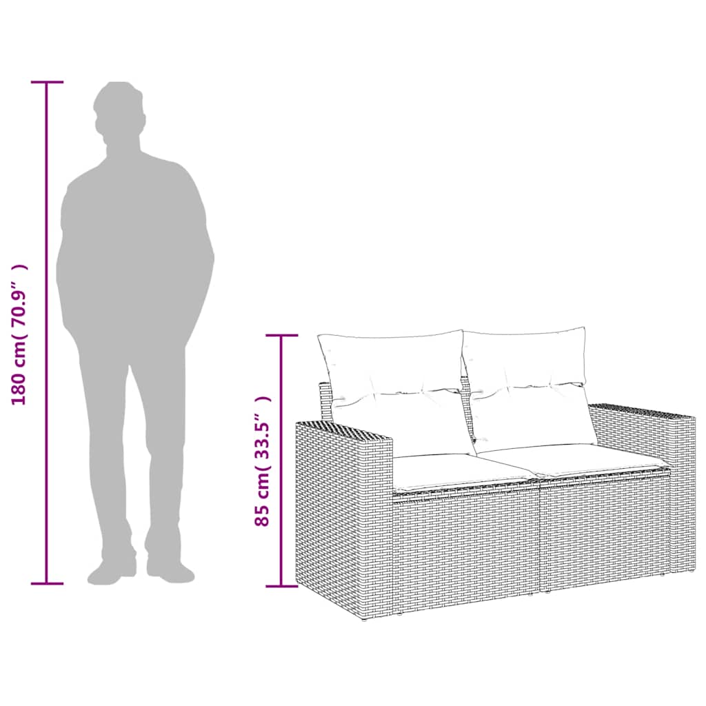 Divano da Giardino con Cuscini a 2 Posti Beige in Polyrattan | homemem39