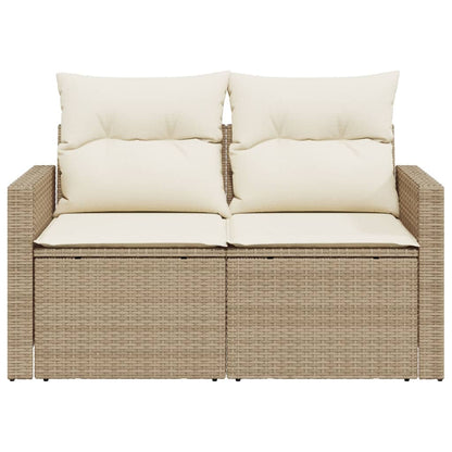 Divano da Giardino con Cuscini a 2 Posti Beige in Polyrattan | homemem39