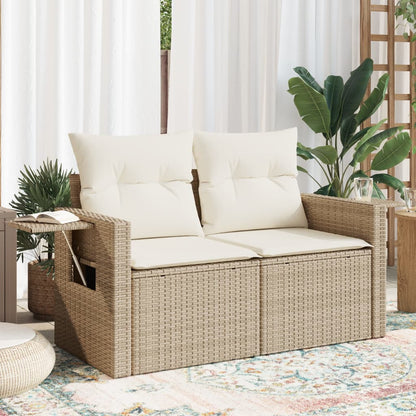 Divano da Giardino con Cuscini a 2 Posti Beige in Polyrattan | homemem39